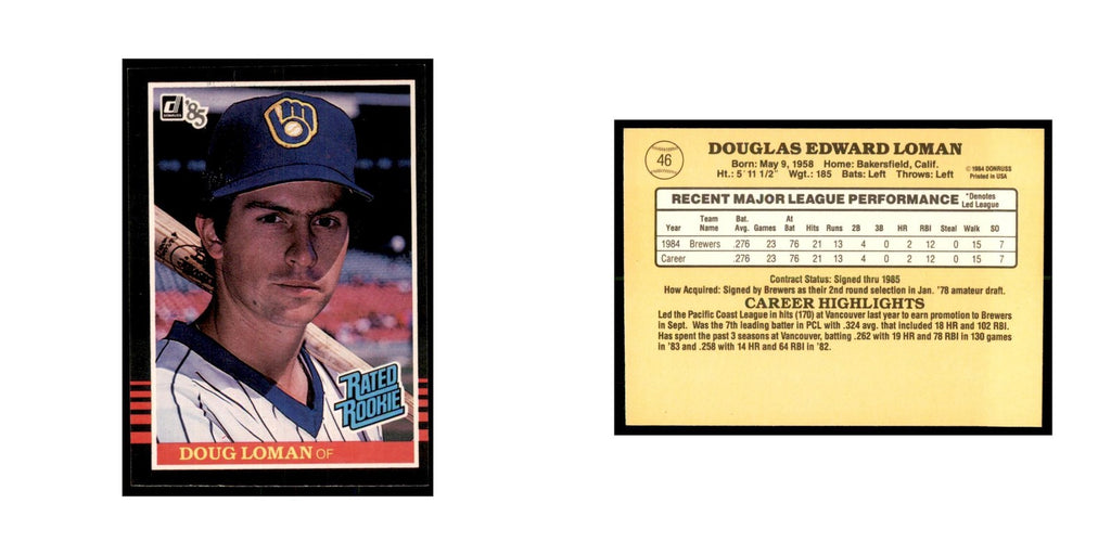 1985 Donruss Doug Loman Baseball Cards #46