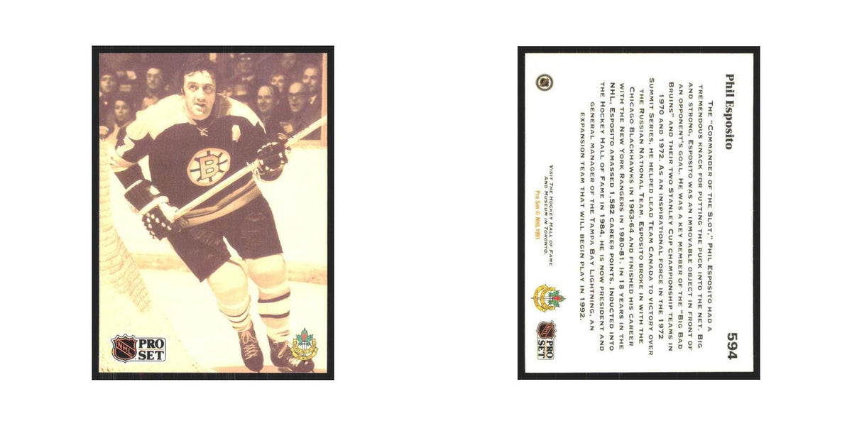 1991 Pro Set Phil Esposito Boston Bruins #594