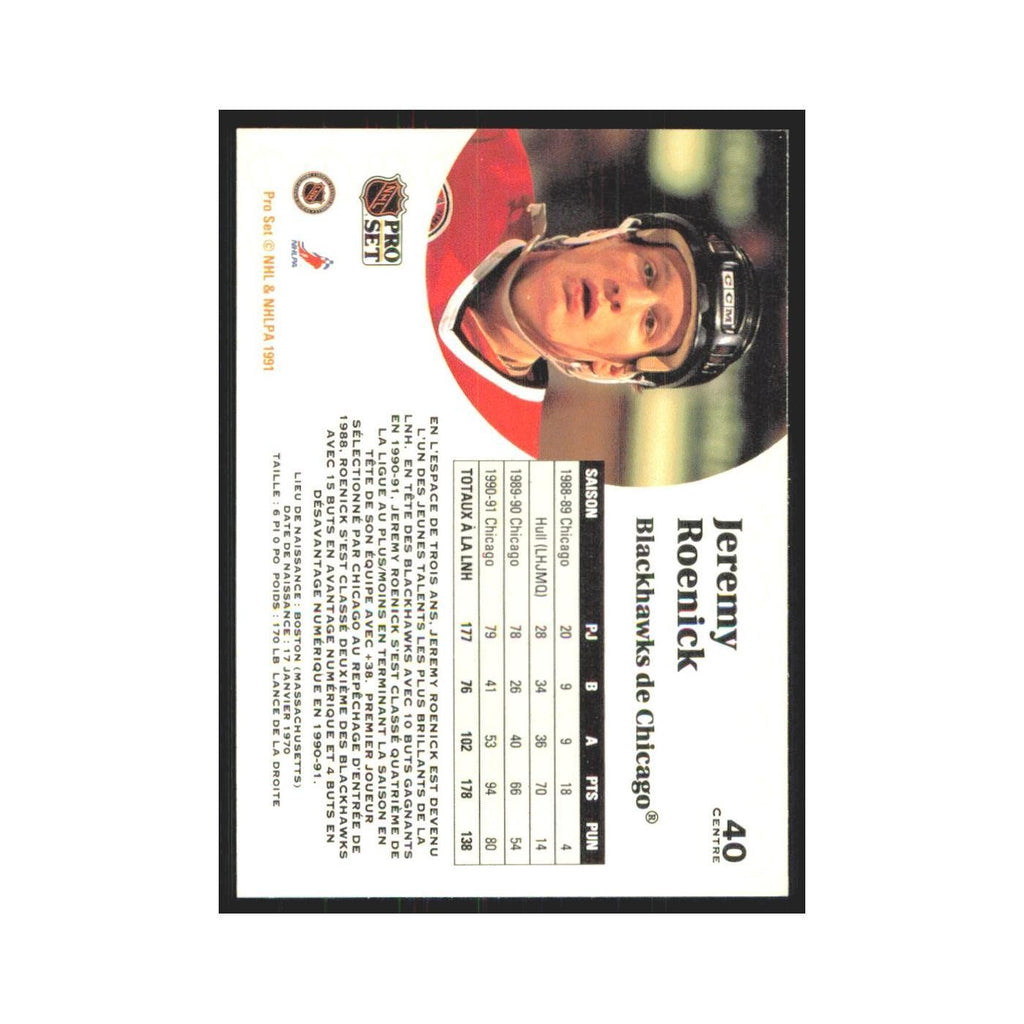 1991 Pro Set Jeremy Roenick Chicago Blackhawks #40
