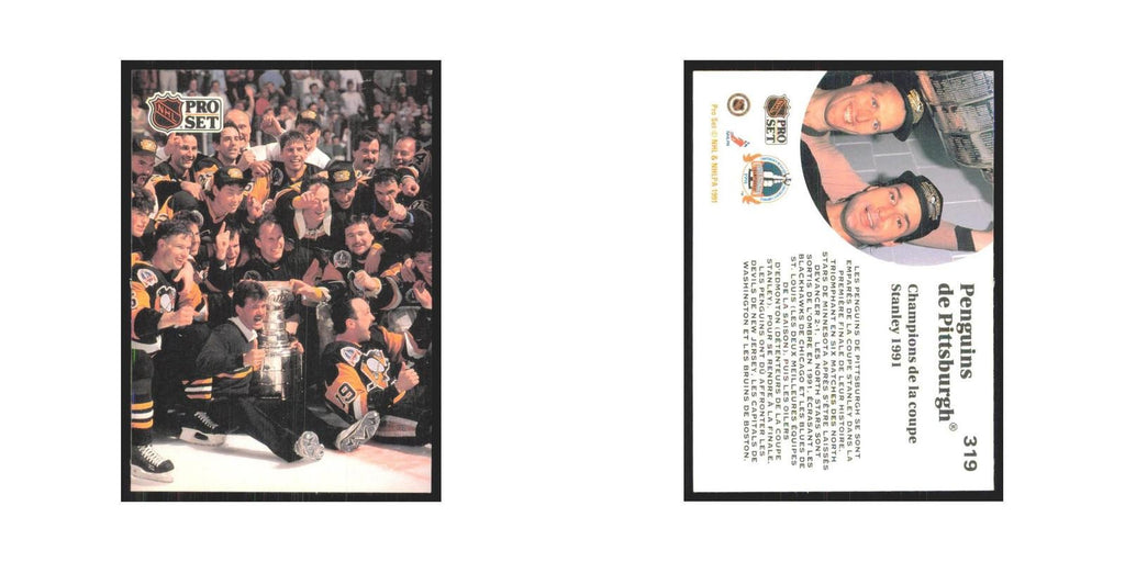 1991 Pro Set 1991 Stanley Cup Champions UER Pittsburgh Penguins #319
