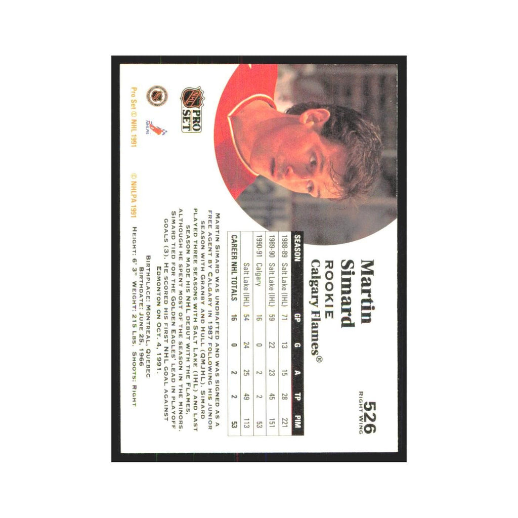 1991 Pro Set Martin Simard RC Calgary Flames #526