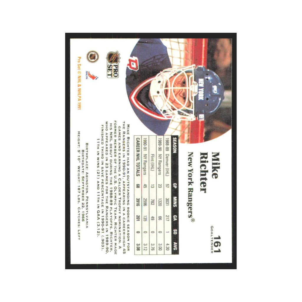 1991 Pro Set Mike Richter New York Rangers #161