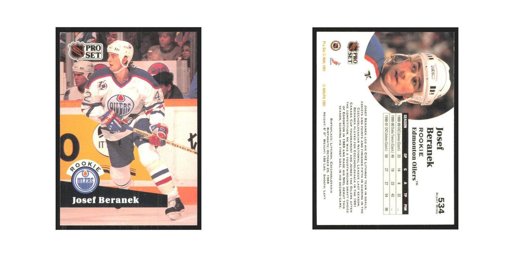 1991 Pro Set Josef Beranek RC Edmonton Oilers #534