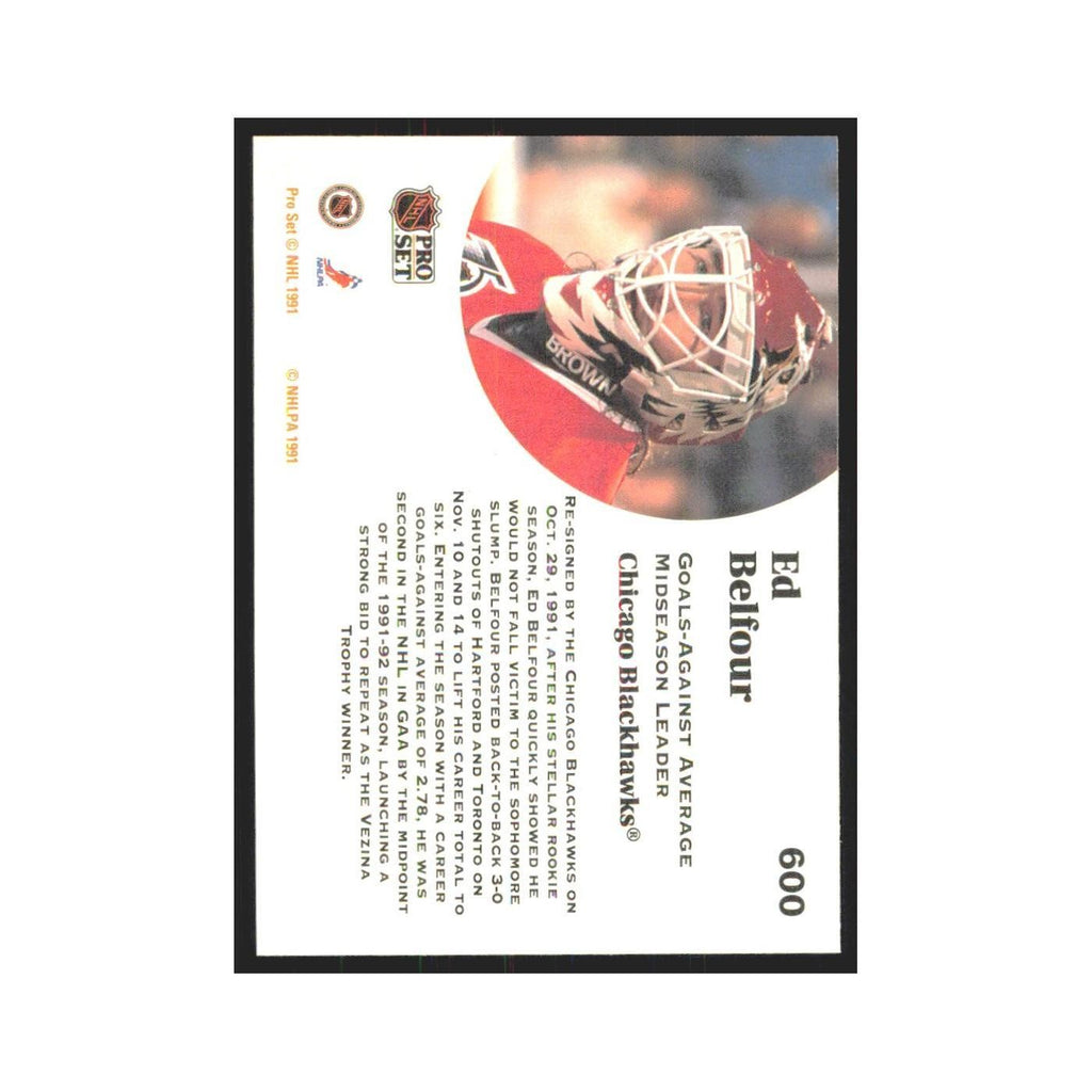 1991 Pro Set Ed Belfour Chicago Blackhawks #600