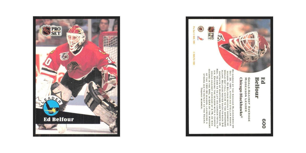 1991 Pro Set Ed Belfour Chicago Blackhawks #600