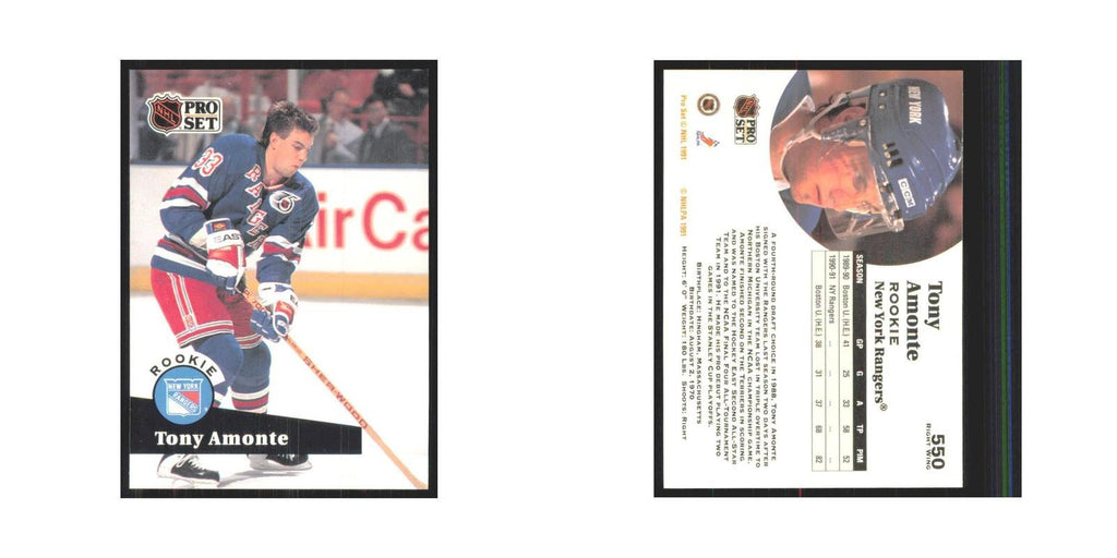 1991 Pro Set Tony Amonte RC New York Rangers #550