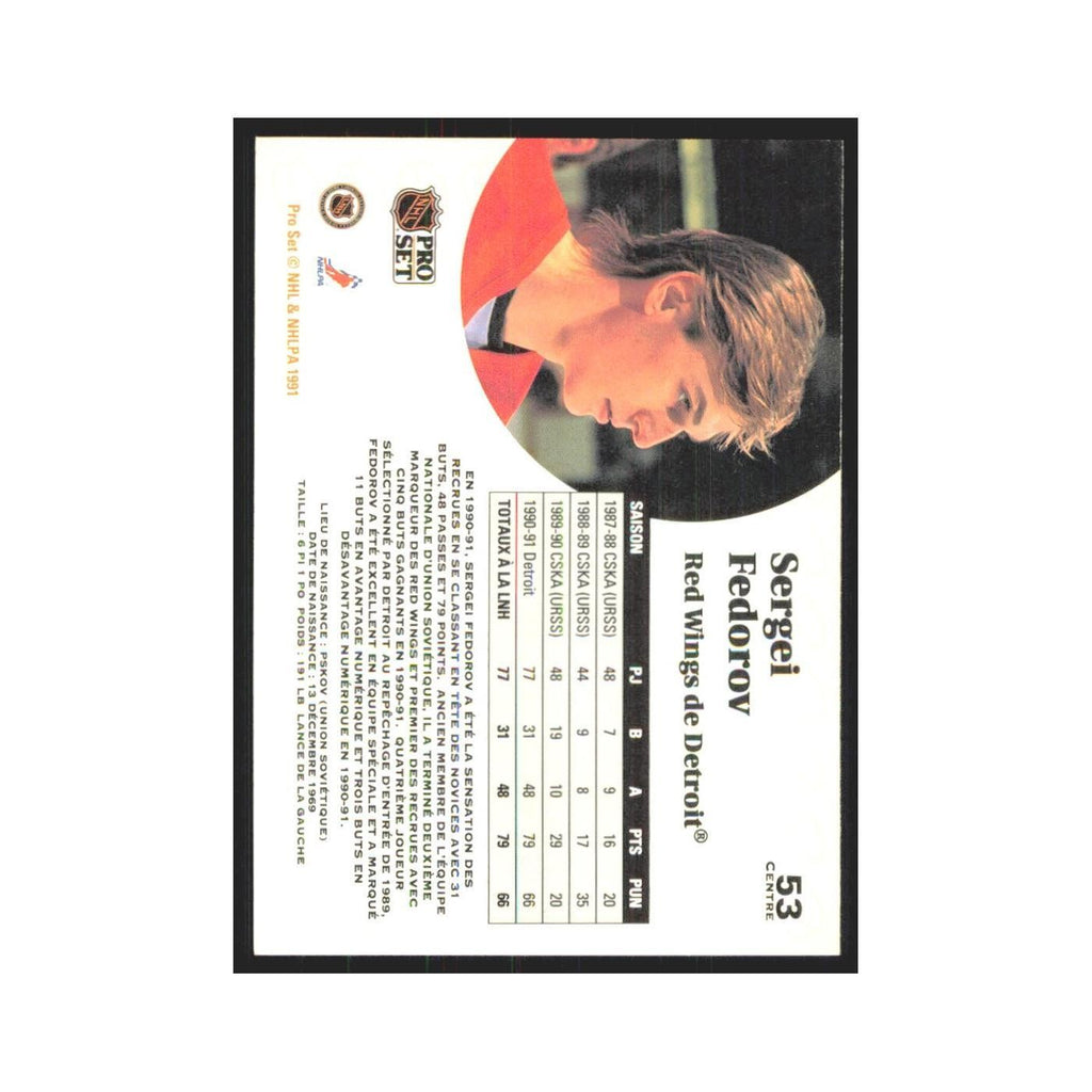 1991 Pro Set Sergei Fedorov Detroit Red Wings #53