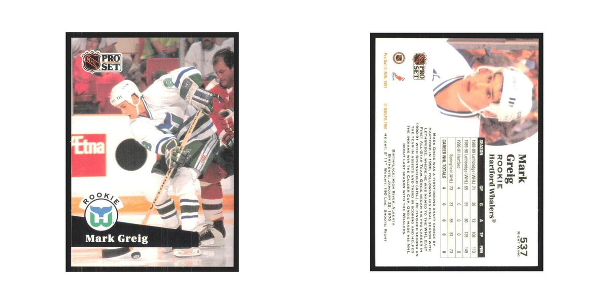 1991 Pro Set Mark Greig Hartford Whalers #537