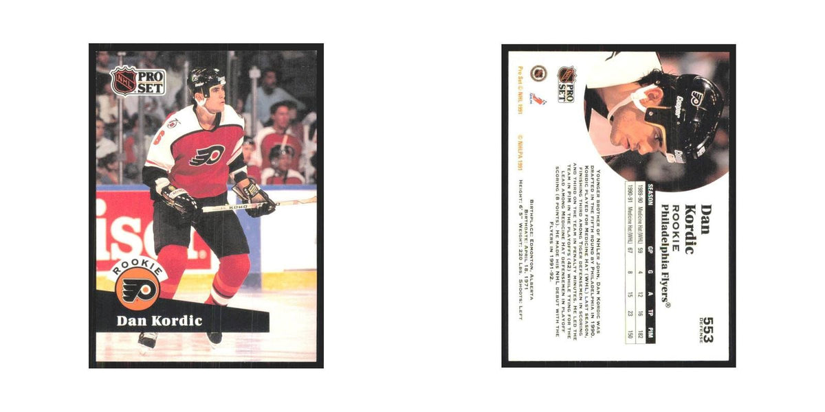 1991 Pro Set Dan Kordic RC Philadelphia Flyers #553