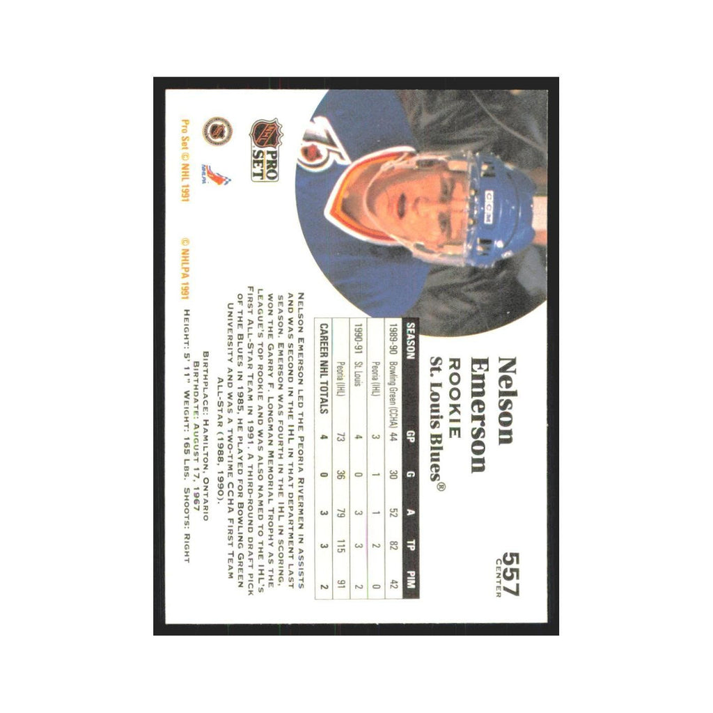 1991 Pro Set Nelson Emerson RC St. Louis Blues #557