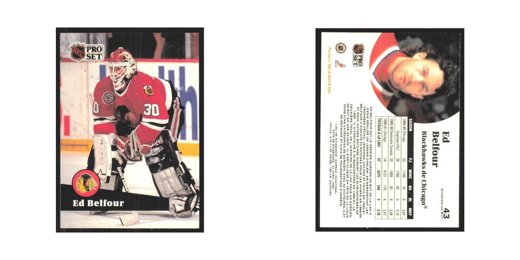 1991 Pro Set Ed Belfour Chicago Blackhawks #43
