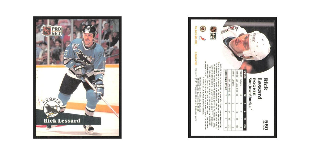 1991 Pro Set Rick Lessard RC San Jose Sharks #560