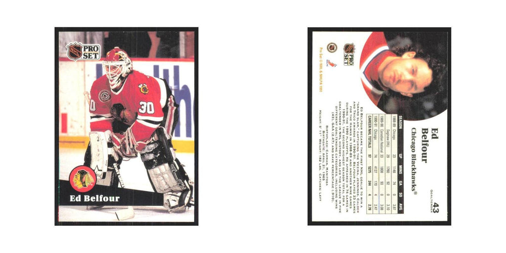 1991 Pro Set Ed Belfour Chicago Blackhawks #43
