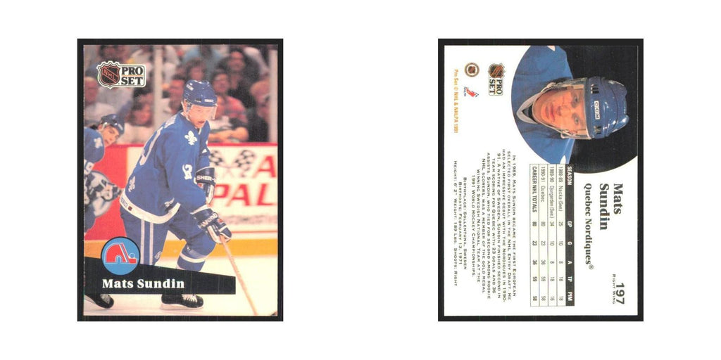 1991 Pro Set Mats Sundin Quebec Nordiques #197