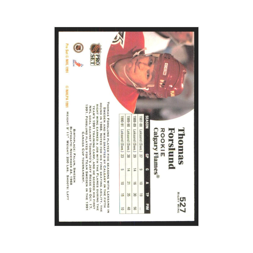 1991 Pro Set Tomas Forslund RC Calgary Flames #527