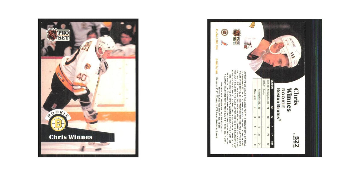1991 Pro Set Chris Winnes RC Boston Bruins #522