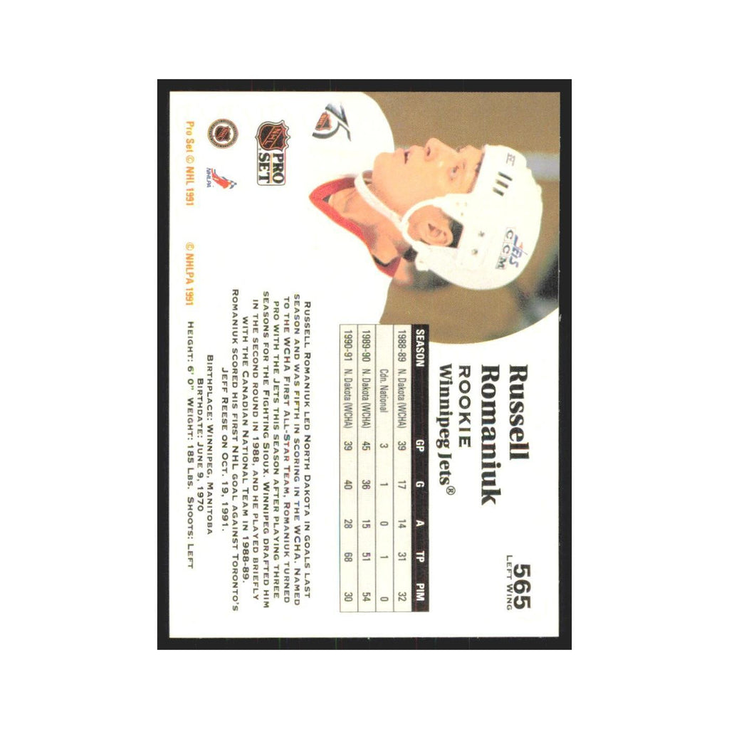 1991 Pro Set Russell Romaniuk RC Winnipeg Jets #565