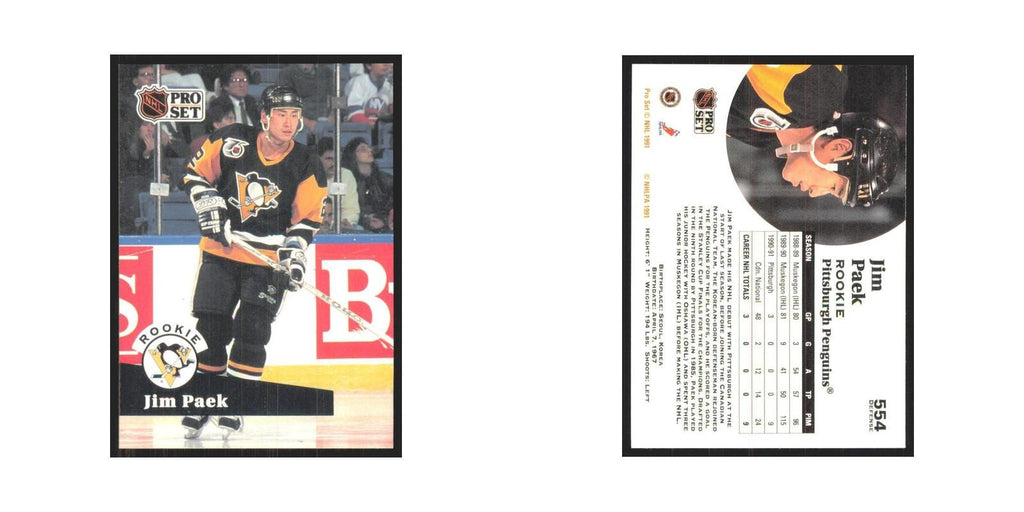 1991 Pro Set Jim Paek RC Pittsburgh Penguins #554