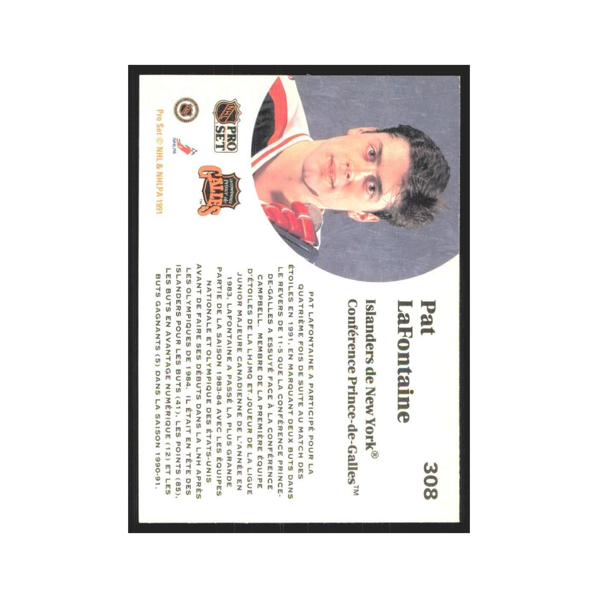 1991 Pro Set Pat LaFontaine New York Islanders #308