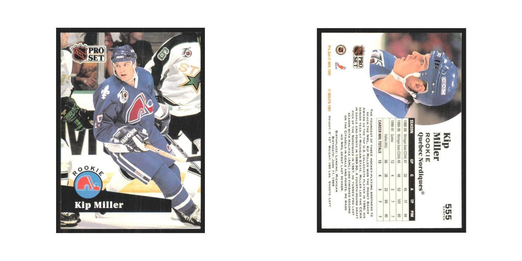 1991 Pro Set Kip Miller RC Quebec Nordiques #555