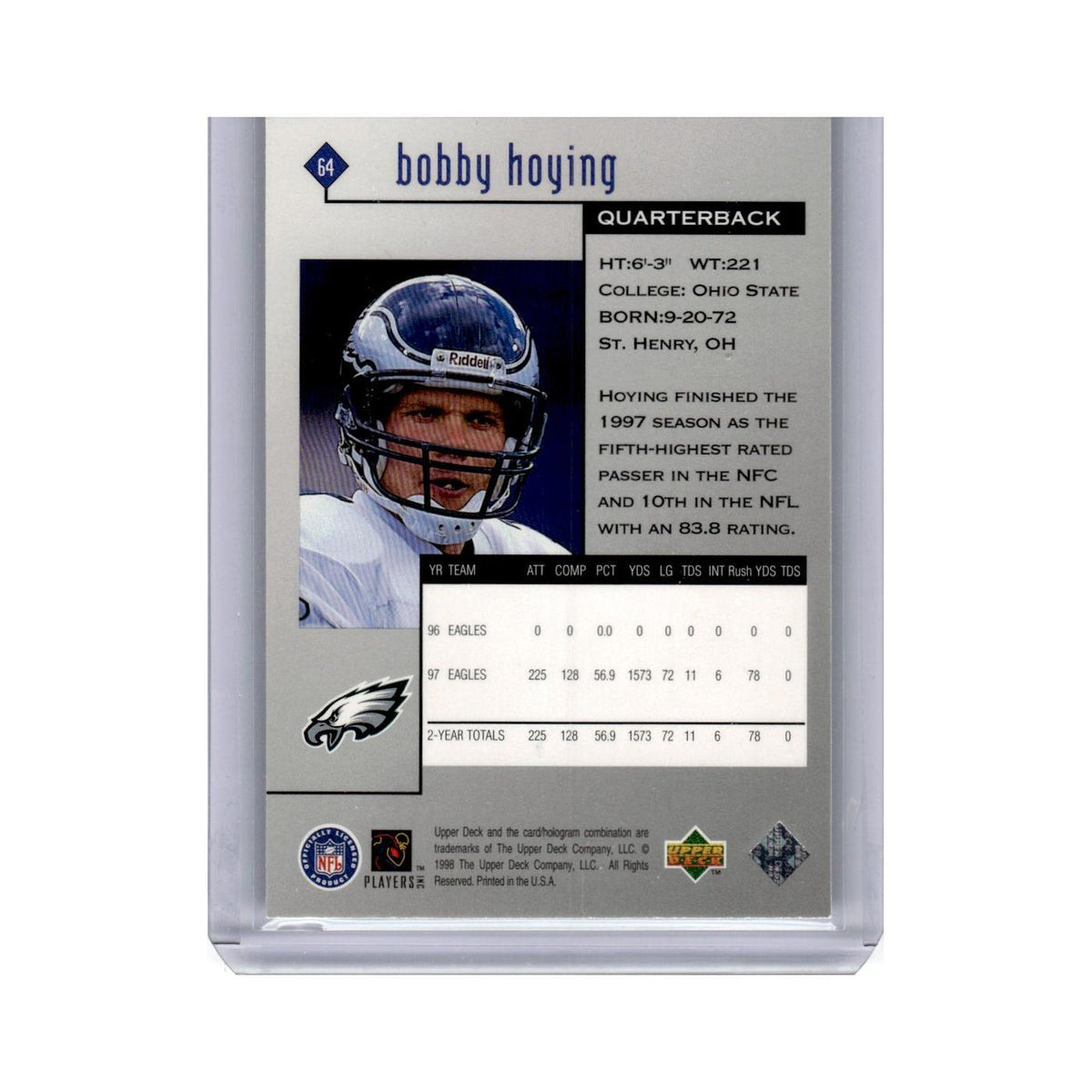 Bobby Hoying 1998 Upper Deck Black Diamond #64 Philadelphia Eagles NM