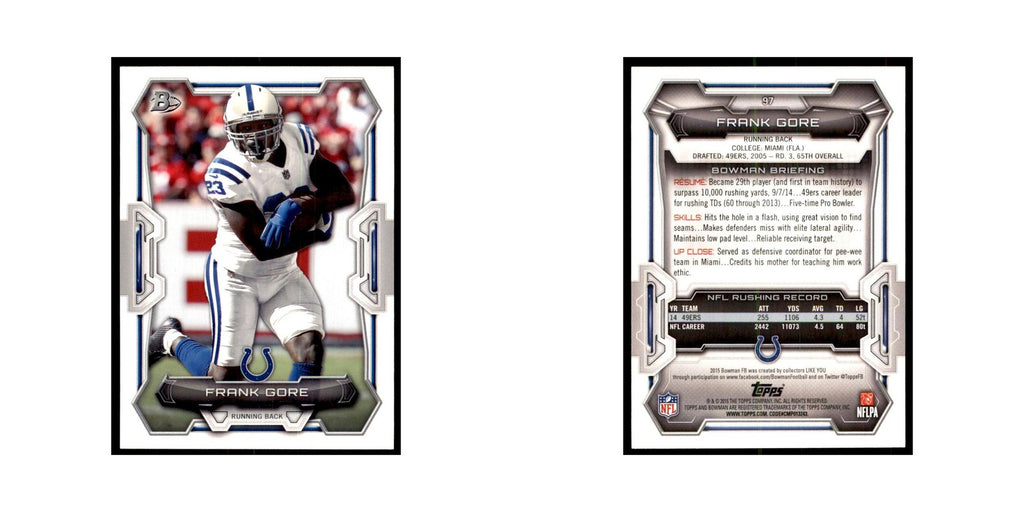 2015 Bowman Frank Gore Football Cards #97
