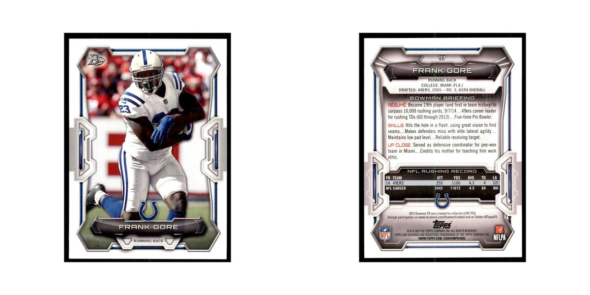 2015 Bowman Frank Gore Football Cards #97