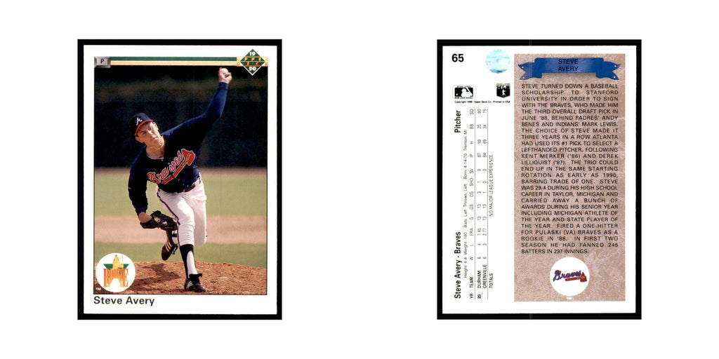 1990 Upper Deck Steve Avery Baseball Cards #65