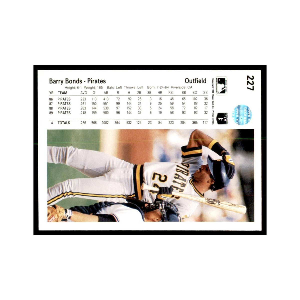 1990 Upper Deck Barry Bonds Baseball Cards #227