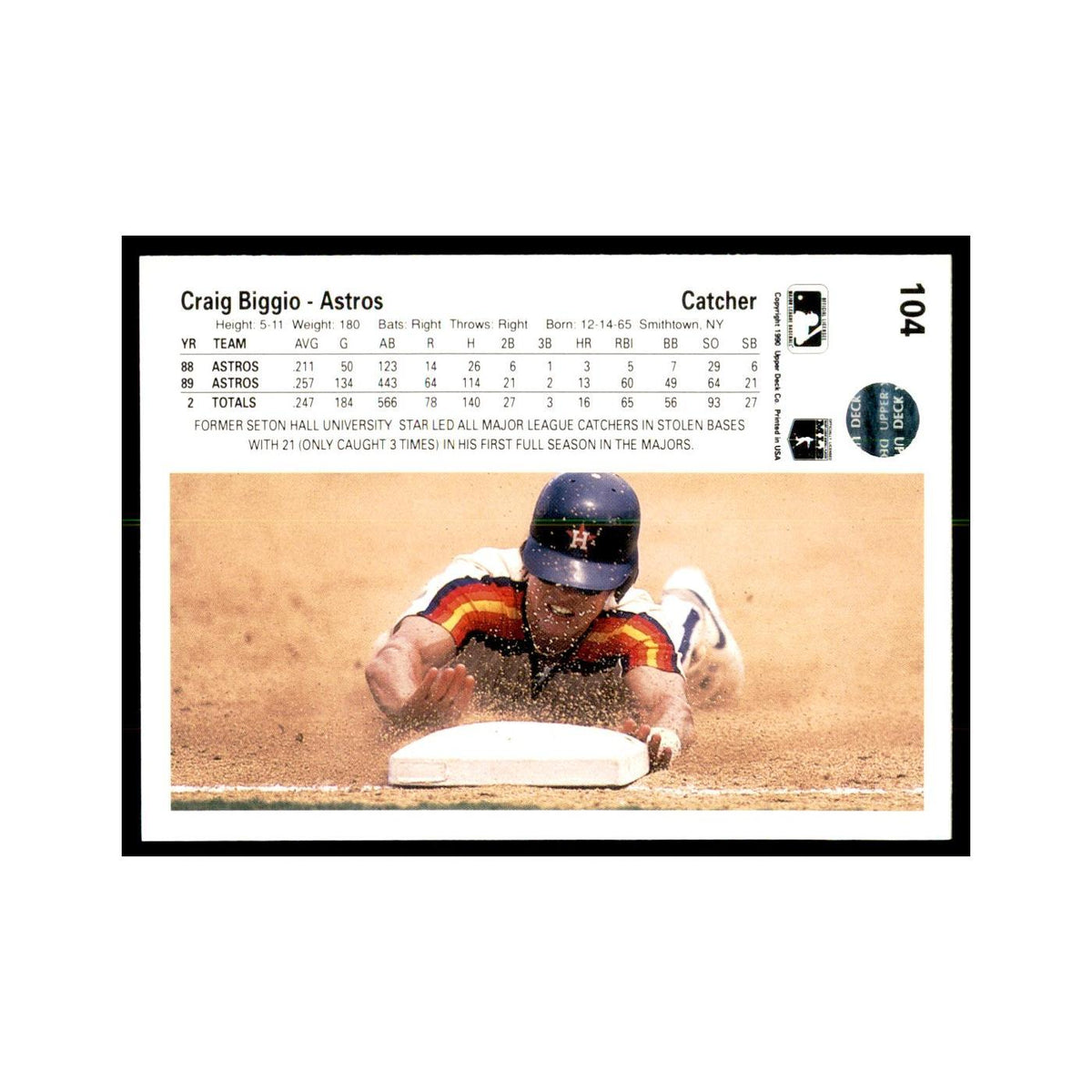 1990 Upper Deck Craig Biggio Baseball Cards #104