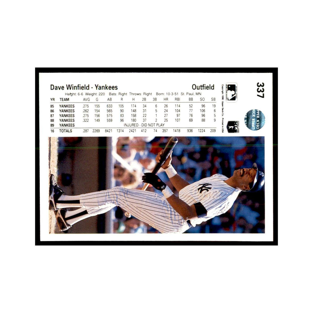 1990 Upper Deck Dave Winfield Baseball Cards #337