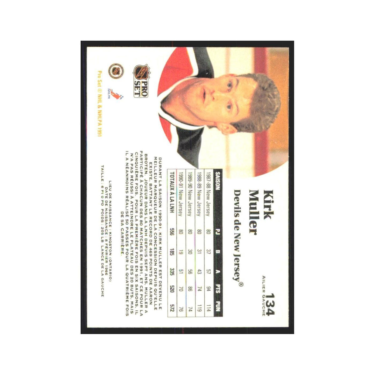 1991 Pro Set Kirk Muller New Jersey Devils #134