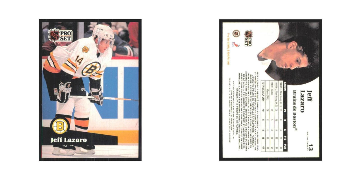 1991 Pro Set Jeff Lazaro Boston Bruins #13