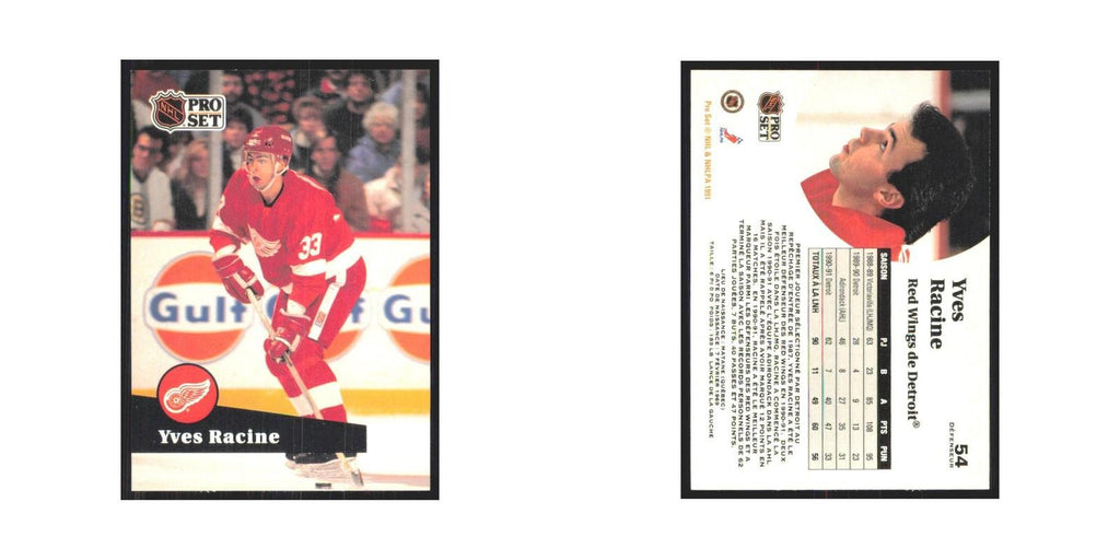 1991 Pro Set Yves Racine Detroit Red Wings #54