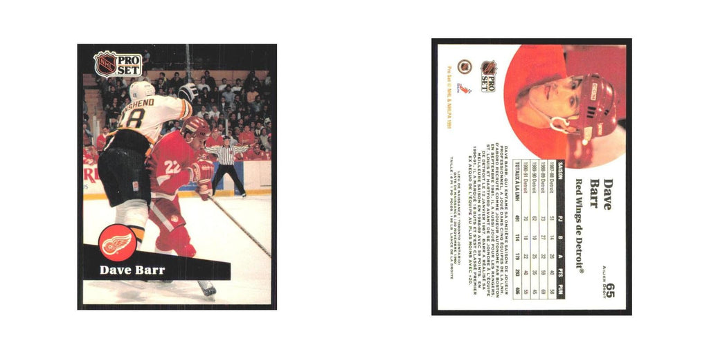 1991 Pro Set Dave Barr Detroit Red Wings #65