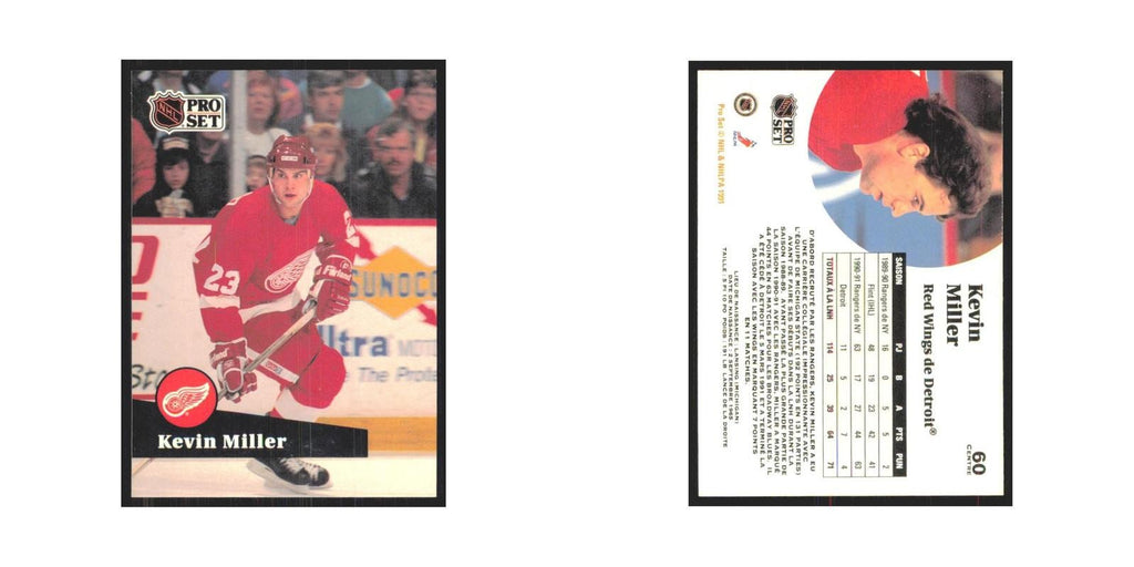 1991 Pro Set Kevin Miller Detroit Red Wings #60