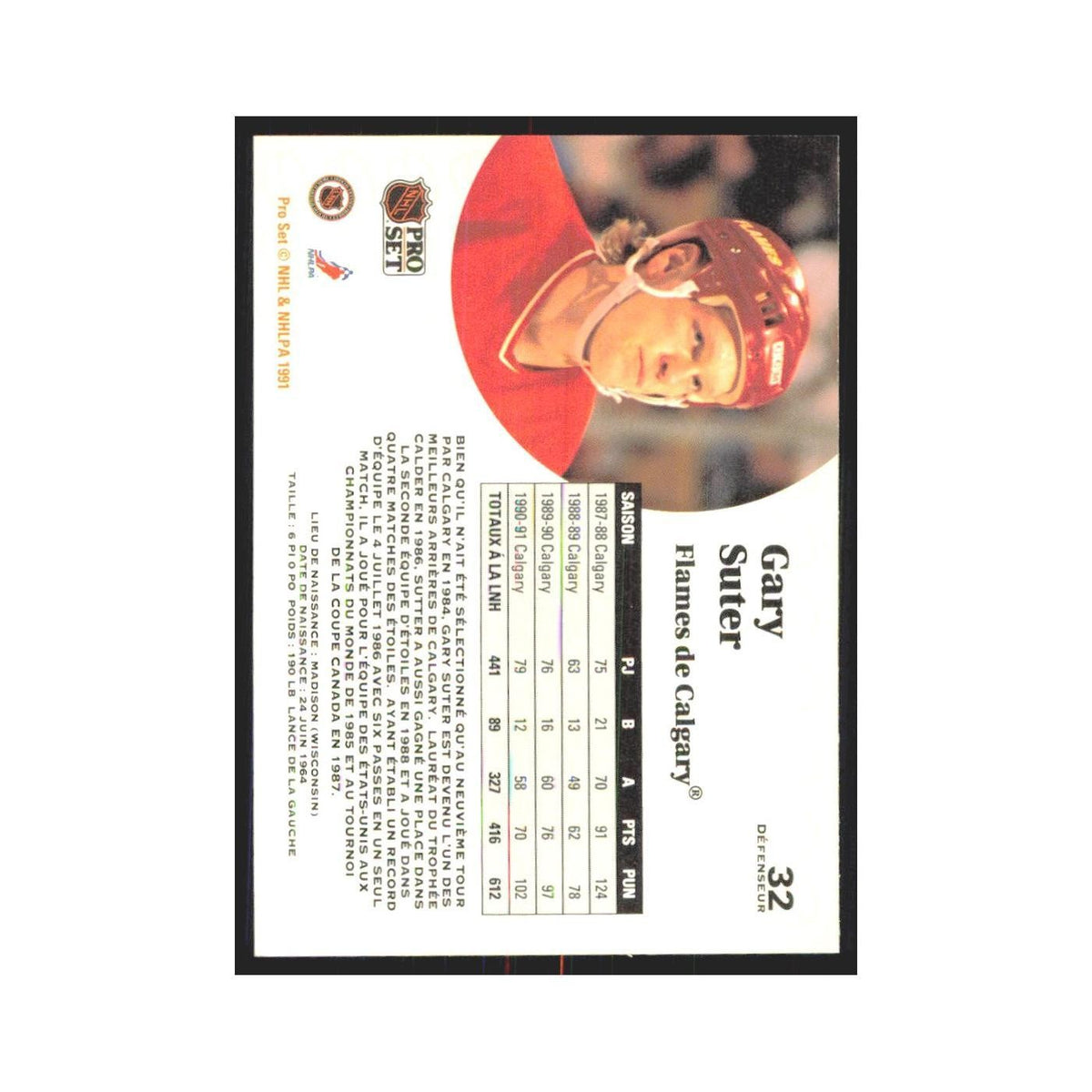 1991 Pro Set Gary Suter Calgary Flames #32