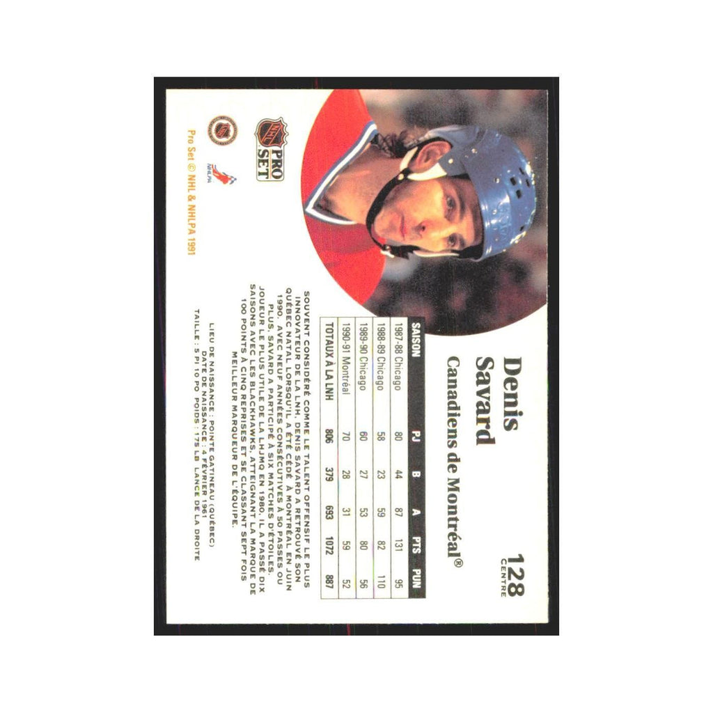 1991 Pro Set Denis Savard Montreal Canadiens #128