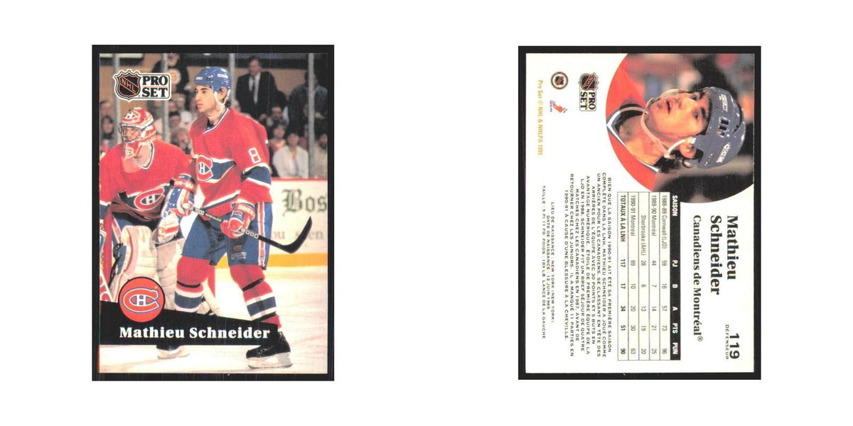 1991 Pro Set Mathieu Schneider Montreal Canadiens #119