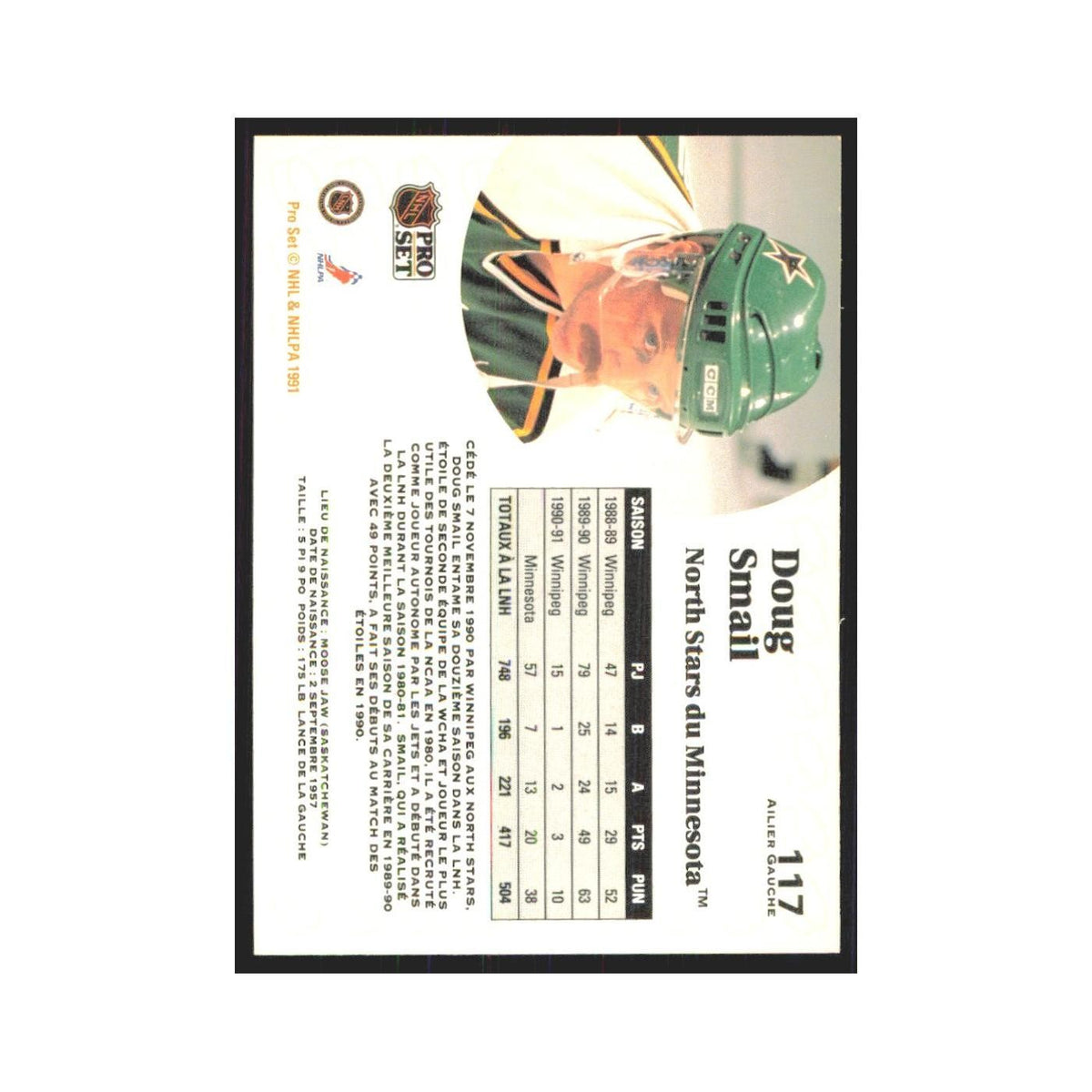 1991 Pro Set Doug Smail Minnesota North Stars #117