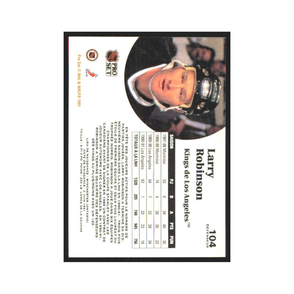 1991 Pro Set Larry Robinson Los Angeles Kings #104