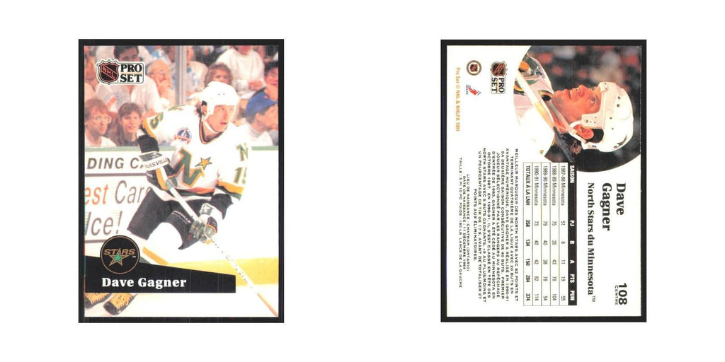 1991 Pro Set Dave Gagner Minnesota North Stars #108