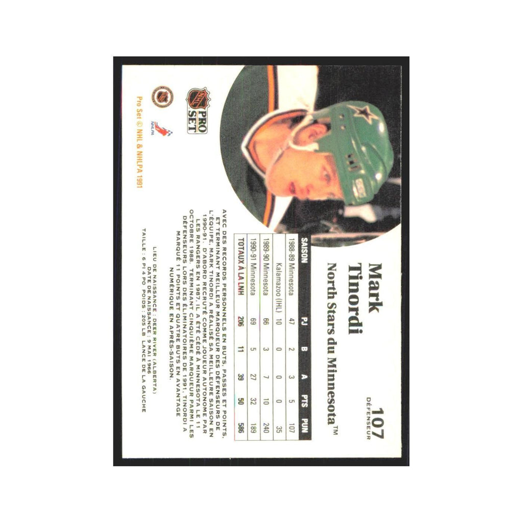 1991 Pro Set Mark Tinordi Minnesota North Stars #107