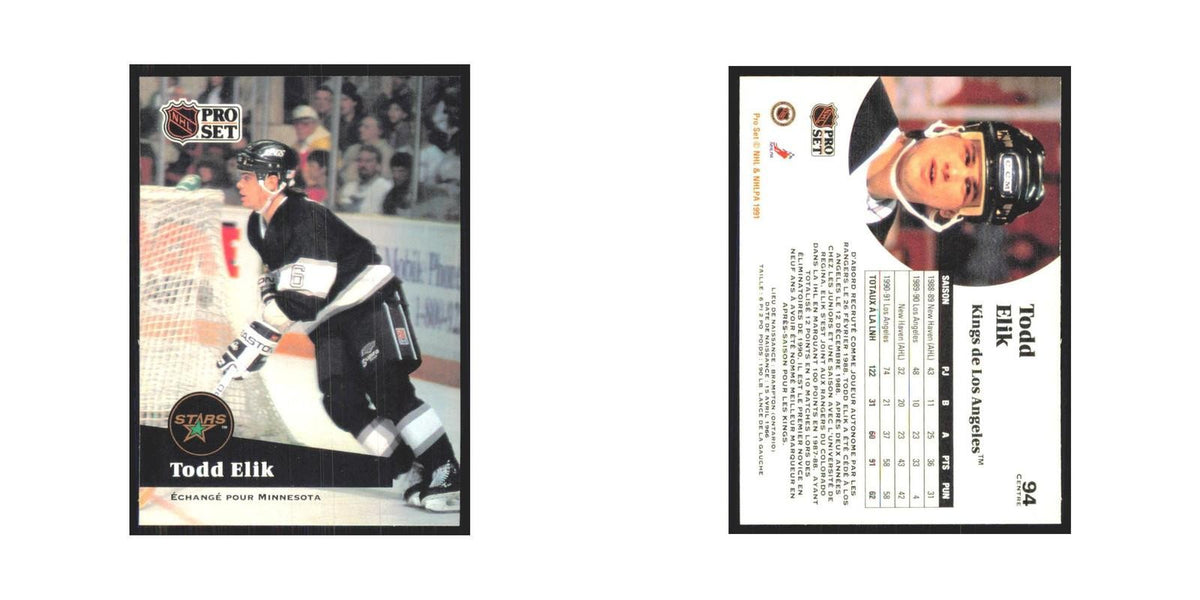 1991 Pro Set Todd Elik Minnesota North Stars #94