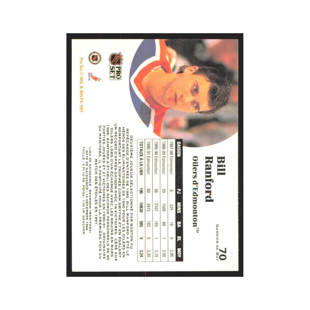 1991 Pro Set Bill Ranford Edmonton Oilers #70