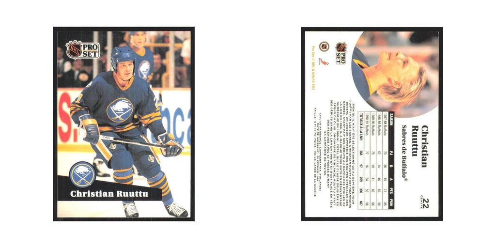 1991 Pro Set Christian Ruuttu Buffalo Sabres #22