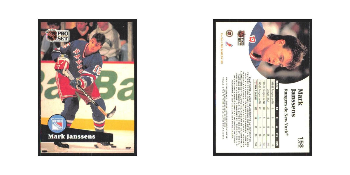1991 Pro Set Mark Janssens New York Rangers #158