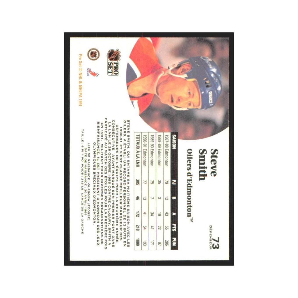 1991 Pro Set Steve Smith Edmonton Oilers #73