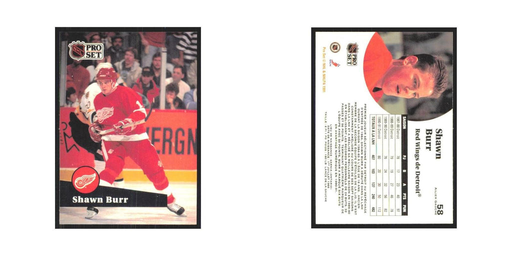 1991 Pro Set Shawn Burr Detroit Red Wings #58