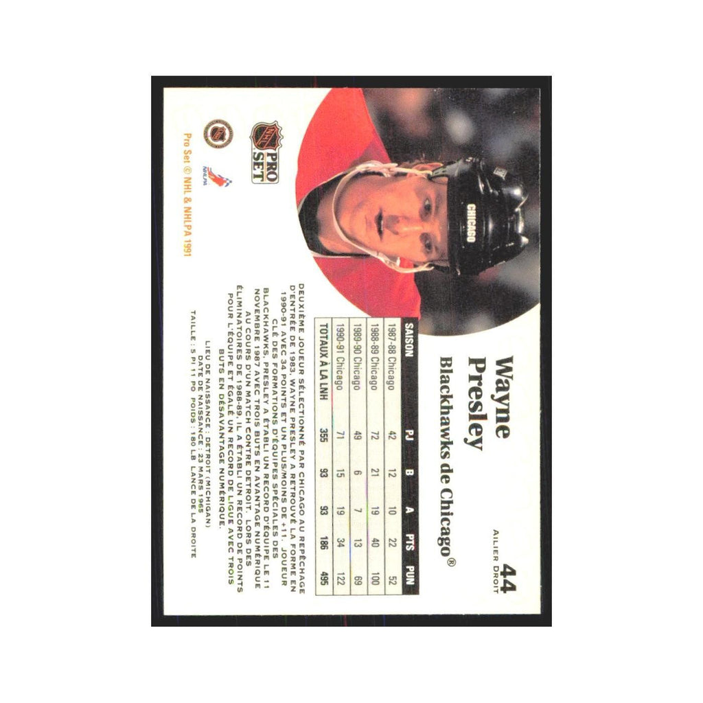 1991 Pro Set Wayne Presley Chicago Blackhawks #44